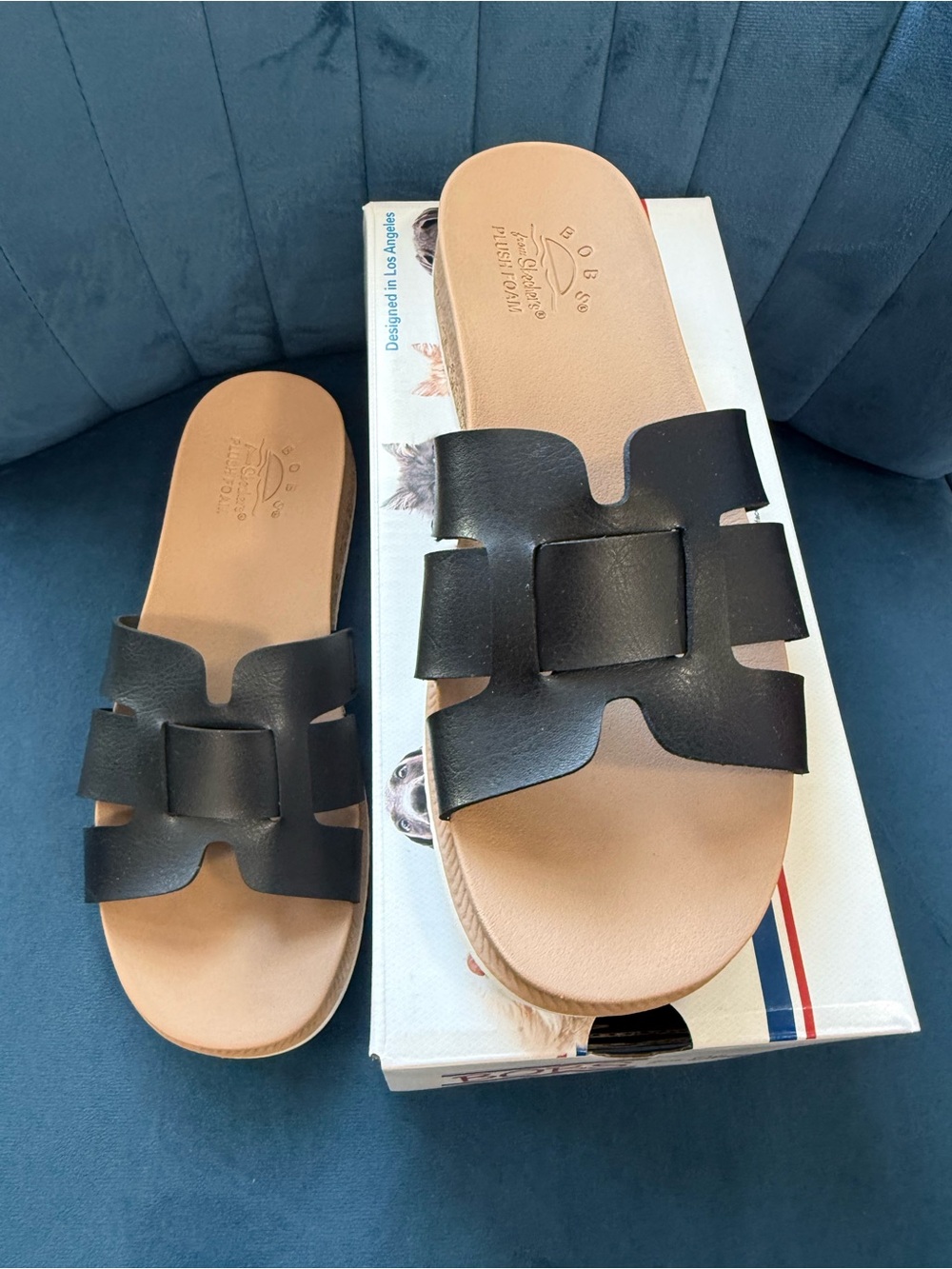 Skechers BOBS Desert Kiss Women’s Size 8 Black Vegan Slide Sandals